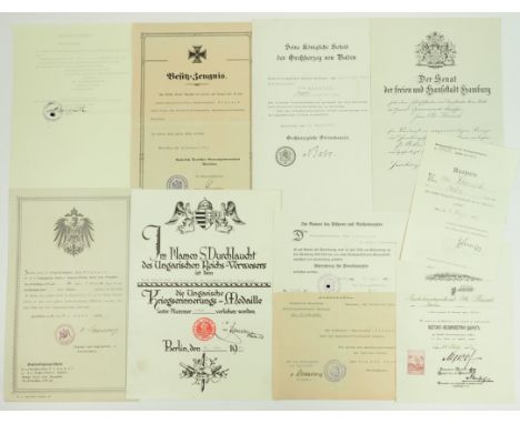 Preussen: Urkundennachlass des Bürodirektors des Kaiserlich Deutschen Generalgouvernment Warschau.- Eisernes Kreuz, 1914, 1. 