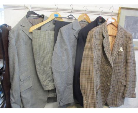 A John G Hardy tweed blazer and mixed gents clothing, pre 2000 to include two Chamberlain and Johns suits and a quantity  of 