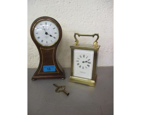 A Gerrard &amp; Co five window carriage clock with key together with a reproduction mantle clock by Knight &amp; Gibbons, bat