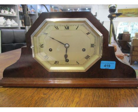 A walnut cased Mappin &amp; Webb mantle clock 