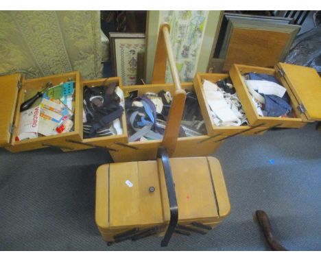 Two vintage sewing boxes containing mixed sewing related items 