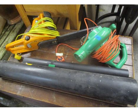 A McCulloch Electrolux chainsaw, a leaf blower and a Honda strimmer 