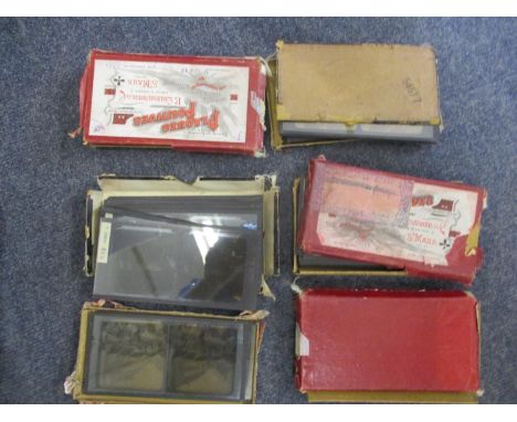 Approximately 90 early 20th century stereoscopic lantern slides with topographical views of an automobile trip through France