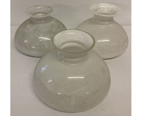 3 vintage white glass lamp shades a/f.   Approx. 21cm diameter.
