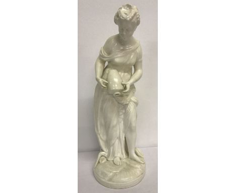 A vintage continental porcelain blanc de chine style classical figure.  With blue cross swords design mark to underside.  App