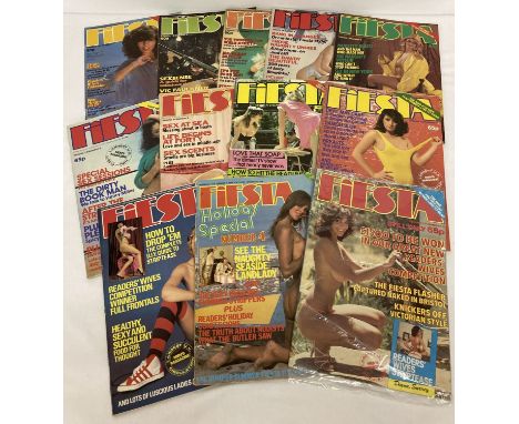 12 vintage early 1980's issues of Fiesta, adult erotic magazine.  To include 10 issues from volume 14 (#5  missing). 
