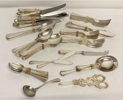 A large quantity of Arthur Price silver plated cutlery with "Bead" design handles.  Comprising: 8 large knives &amp; forks, 8