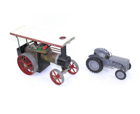 A Universal Hobbies model Ferguson TE20; and a Mamod steam tractor