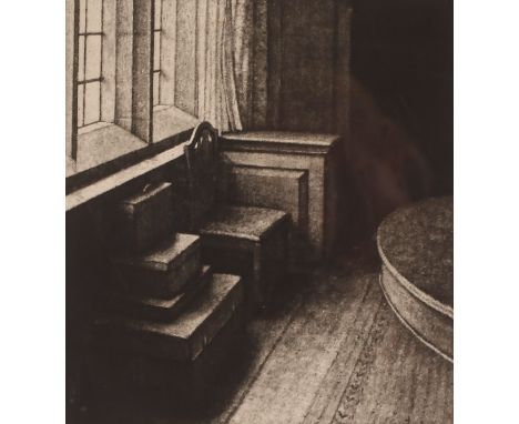 David Lintine 1992, "Corner Of A Room" limited edition etching 5/35, plate 27cm x 25cm 