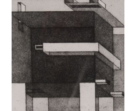 Ron Simms, "Disjointed Elephant Forms" etching 2/50, image 10cm x 10cm&nbsp;