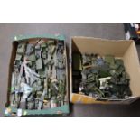 A large collection of unboxed Dinky and others military vehicles including tanks and transporters,