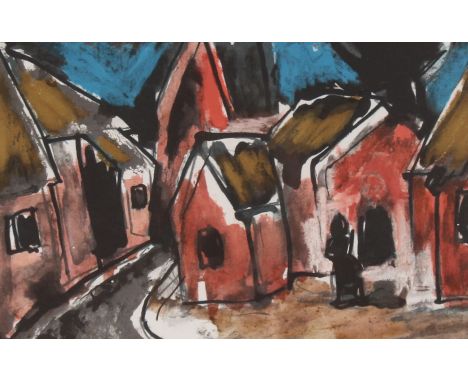 Josef Herman 1911-2000, "The Village Street" pencil signed limited edition lithograph 9/150