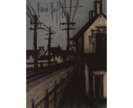 Bernard Buffet, "La Route Du Village" lithograph, image 30cm x 33.5cm 