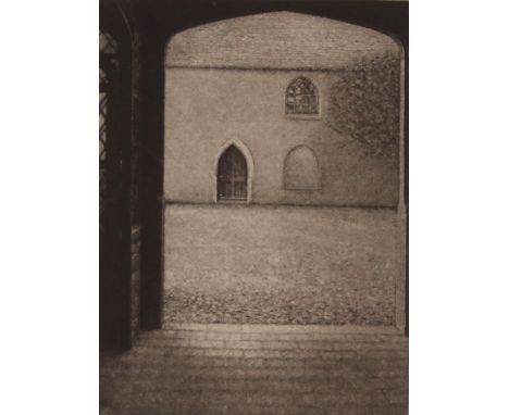 David Lintine 1957, "Courtyard" pencil&nbsp;signed limited edition etching, 28/35 dated 1992