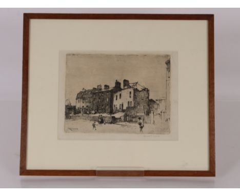 Leonard Russell Squirrell 1893-1979, "Demolition Old Foundry Road, Ipswich" pencil signed etching 1914, plate 19cm x 25.5cm&n