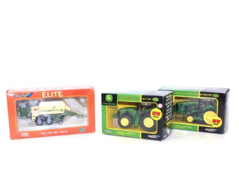 A Britains Elite Krone Big Pack baler No15040; Britains Ertl John Deere 7930 tractor No.42266; Britains Ertl John Deere 8430T
