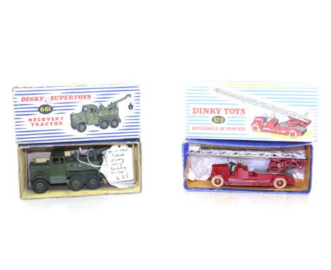 A Dinky Supertoys recovery tractor No.661 and French Dinky Toys 32D Auto-&Eacute;chelle de Pompiers&nbsp;