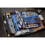 A collection of mostly Corgi Carrimor car transporters
