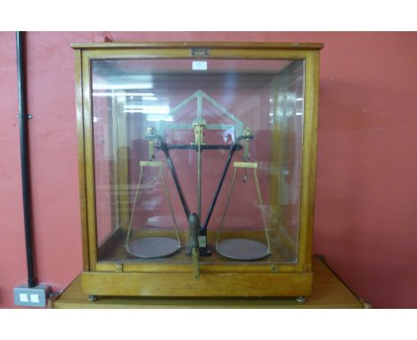 A set of cased chemist balance scales, by William Webb Ltd, London