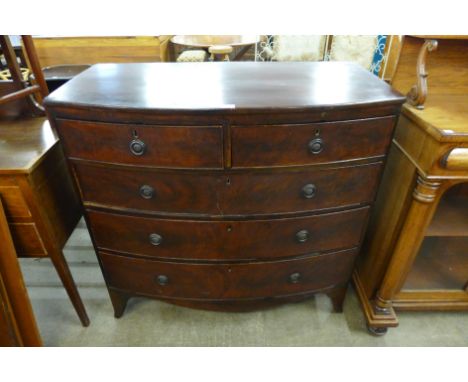 A George III mahogany bow front chest of drawers