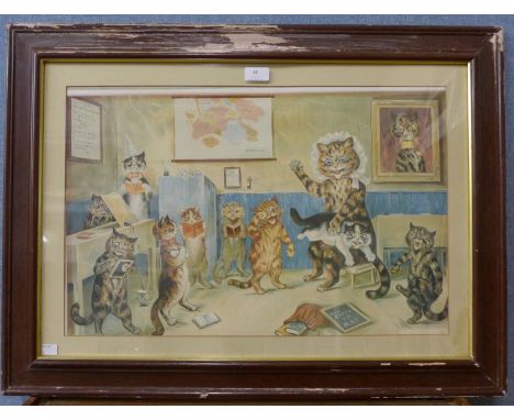 A Louis Wain print, framed