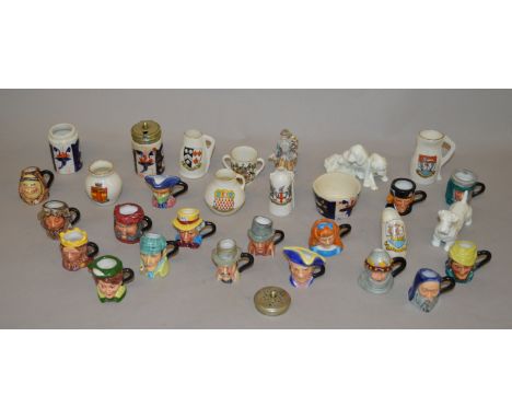 30 assorted ceramic tinies including character jugs, imari and souvenir ware 