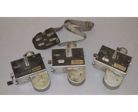 3 Setright vintage bus ticket machines.