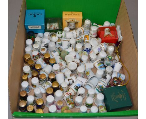 120 assorted ceramic and glass thimbles including Royal Doulton, Spode, Cloisonne , Sutherland, Coalport, Minton, Royal Worce