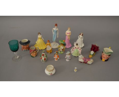 Assorted ceramic items including Coalport and Royal Doulton Ladies, Character jugs and other ornaments (17)