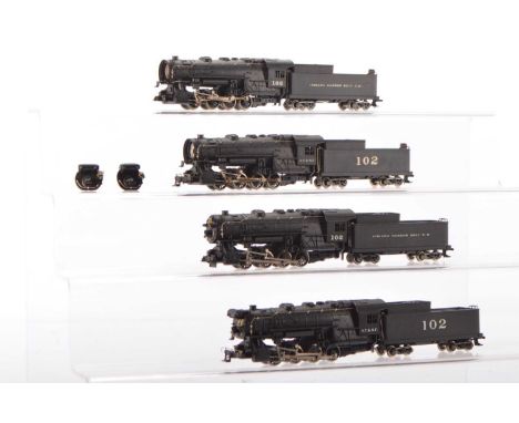 Rivarossi unboxed American HO Gauge black Eight Coupled 0-8-0 Steam Locomotives and Tenders  (4),  Indiana Harbor Belt ( 2, R