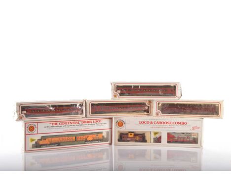 Bachmann HO Gauge American Union Pacific and Santa Fe Diesel Locomotives and Norfolk and Western Coaches (6) 66501 UP yellow 