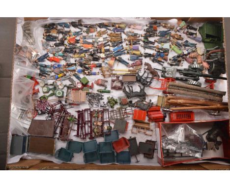 Large collection of mainly Witemetal painted Fine 0 Gauge loose Figures Carts Platform and Street Furniture and other items (