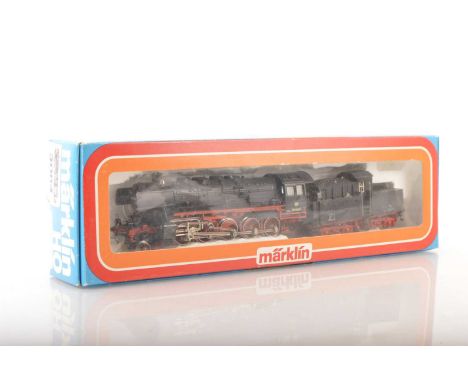 A boxed Marklin HO Gauge 3-rail German (DB) 2-10-0 Locomotive and Tender,  ref 3084, in standard livery as No. 050082-7 with 