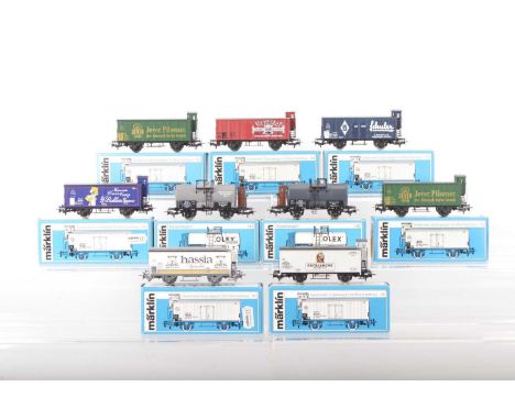 Boxed Late-issue Marklin HO Gauge German Freight Stock (9),  including some limited edition private owner vans, comprising Je