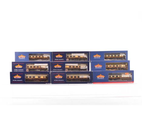 Bachmann boxed 00 Gauge chocolate and cream numbered Pullman Cars (9), Car No, 332, 333, 334, 335, 347, 348, 349, 350 and The