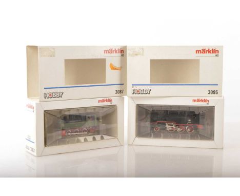 A pair of boxed later Marklin "Hobby" series HO Gauge 3-rail Steam Tank Locomotives (2),  comprising 0-6-0T No. 3087 (Marklin