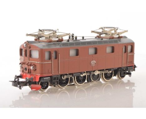 A vintage Marklin HO Gauge 3-rail Swedish (SJ) overhead Electric Locomotive,  ref 3018, a 1-Co-1 in SJ brown livery as No. 88