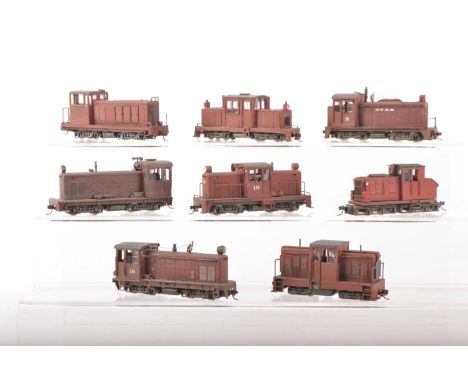 American outline HOe Narrow Gauge red Oxide modified RTR and weathered Bo-Bo Diesel Locomotives (8), Trix (5 standard Diesels
