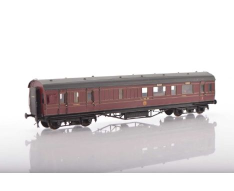 Peter K and D Studley  00 Gauge LMS maroon bogie 1st Class/Brake Coach No 18493,     built and finished to an excellent stand
