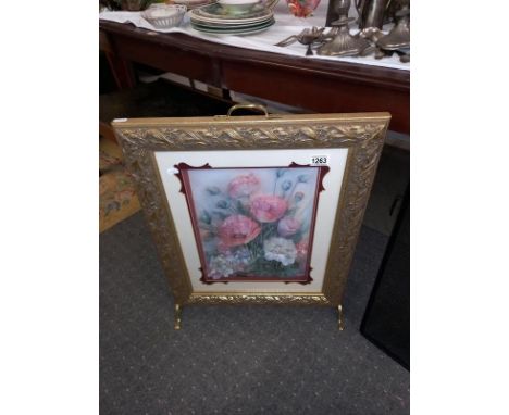 A decoupage fire screen. COLLECT ONLY.