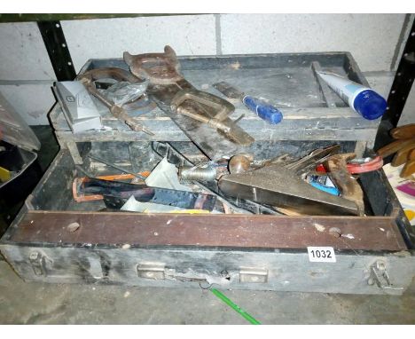 A good lot of wood tools with case etc