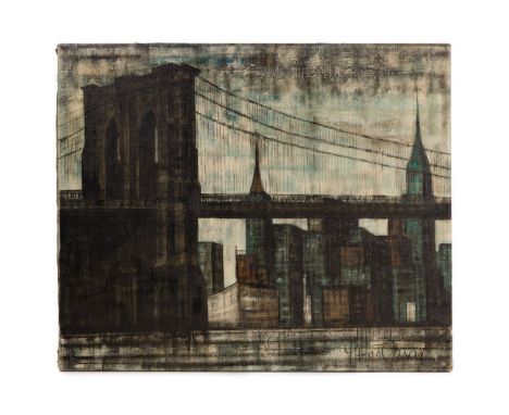 Hugo Casar (German / American, 1911-1975) Oil on Canvas  Undated, signed lower right, depicting a view of New York City and t