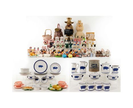 Pig-Themed Kitchen Assortment  Over (75) items including salt and pepper shakers, tea pots, table wear, pitchers, serving pie