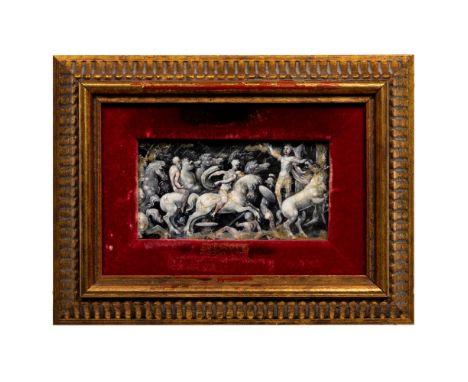 Limoges (Manner of) Jean II Penicaud 'Absalom Fleeing David' Enamel Plaque  Rectangular panel en grisaille in the manner of J