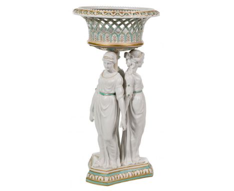 Porcelain Center Bowl  Marked 'Andrea by Sadek' on underside, #6951, a white ceramic bowl having pierced and floral motif ele