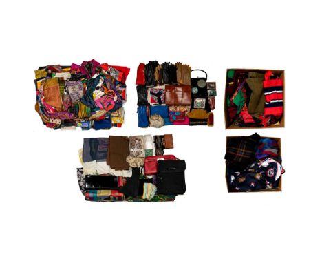 Scarf, Purse and Glove Assortment  Including evening bags, hand bags, coin purses and wallets in leather, needlepoint, brocad