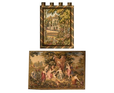 Woven Tapestry  (2) items including a woven depiction of Jan Brueghal's painting the 'Allegory of Abundance'; and 'Italian Ga