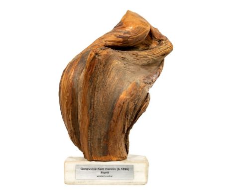 Genevieve Karr Hamlin (American, 1896-1989) 'Esprit' Wood Sculpture  c.1966, possibly pencil signed on a tape label underside