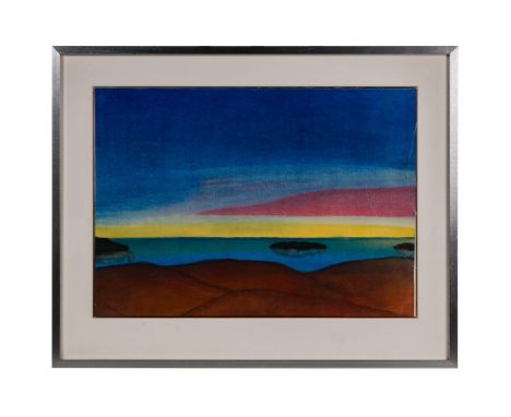 Paul Harmon (American, b.1939) 'Azimuth' Oil on Paper  1980, signed lower right, depicting a seascape, matted and framed unde