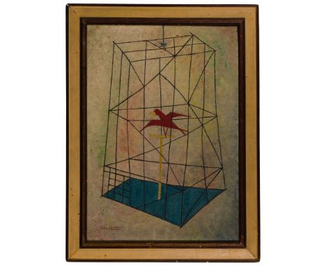 John Charles Butler (American, 20th Century) 'Red Canary' Oil on Panel  Undated, signed lower left, titled en verso, textured